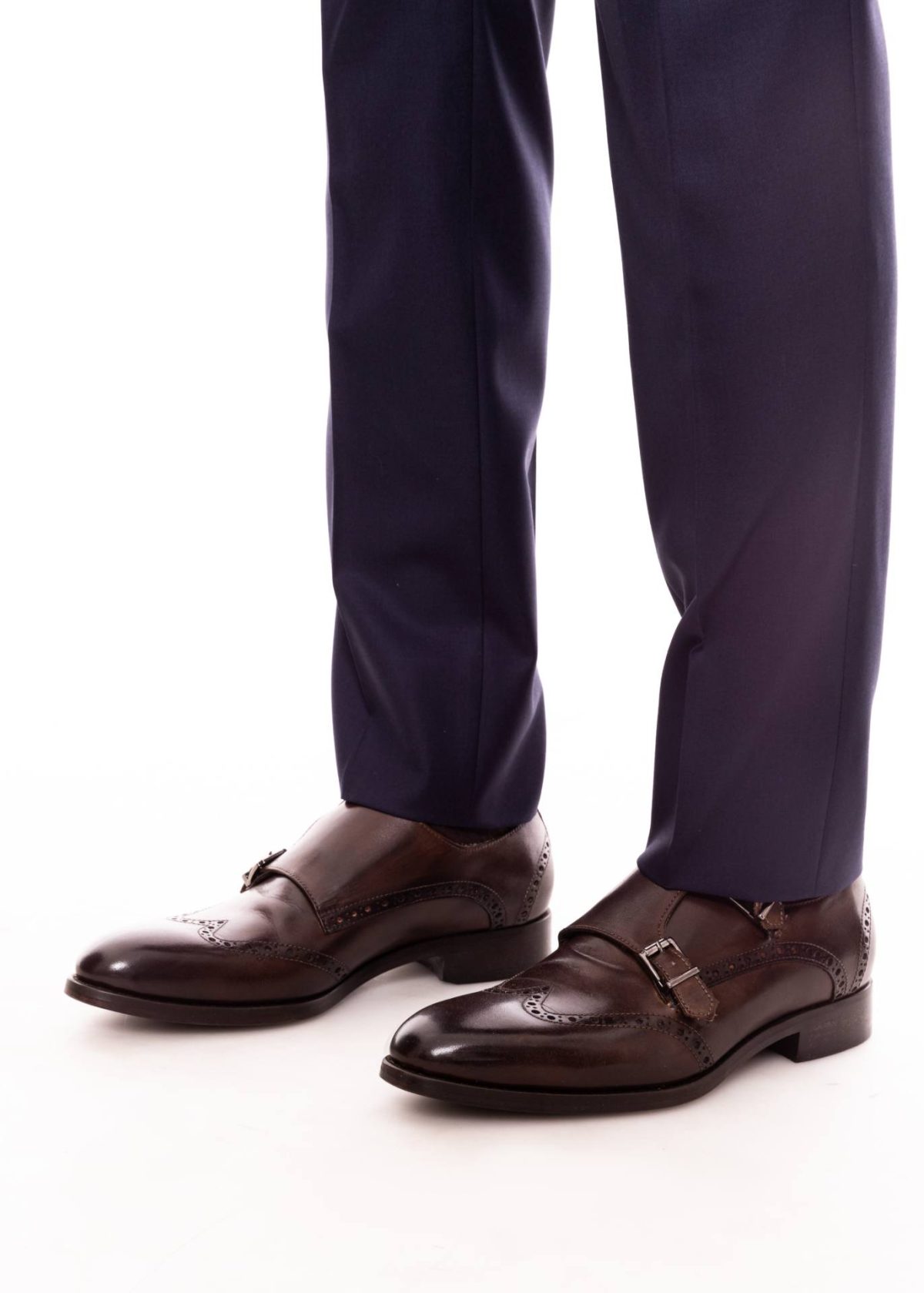 Pantofi TRENDS maron cu două catarame din piele naturală