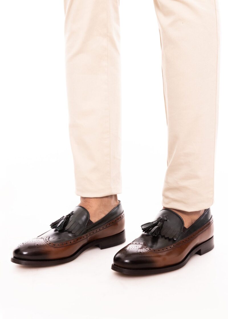 Mocasini TRENDS bicolor cu ciucuri din piele naturală - Trends By Adina Buzatu