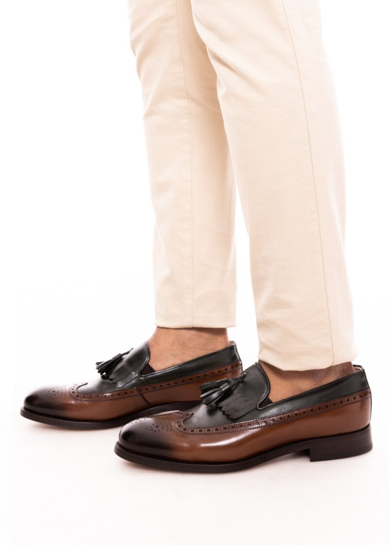 Mocasini TRENDS bicolor cu ciucuri din piele naturală - Trends By Adina Buzatu