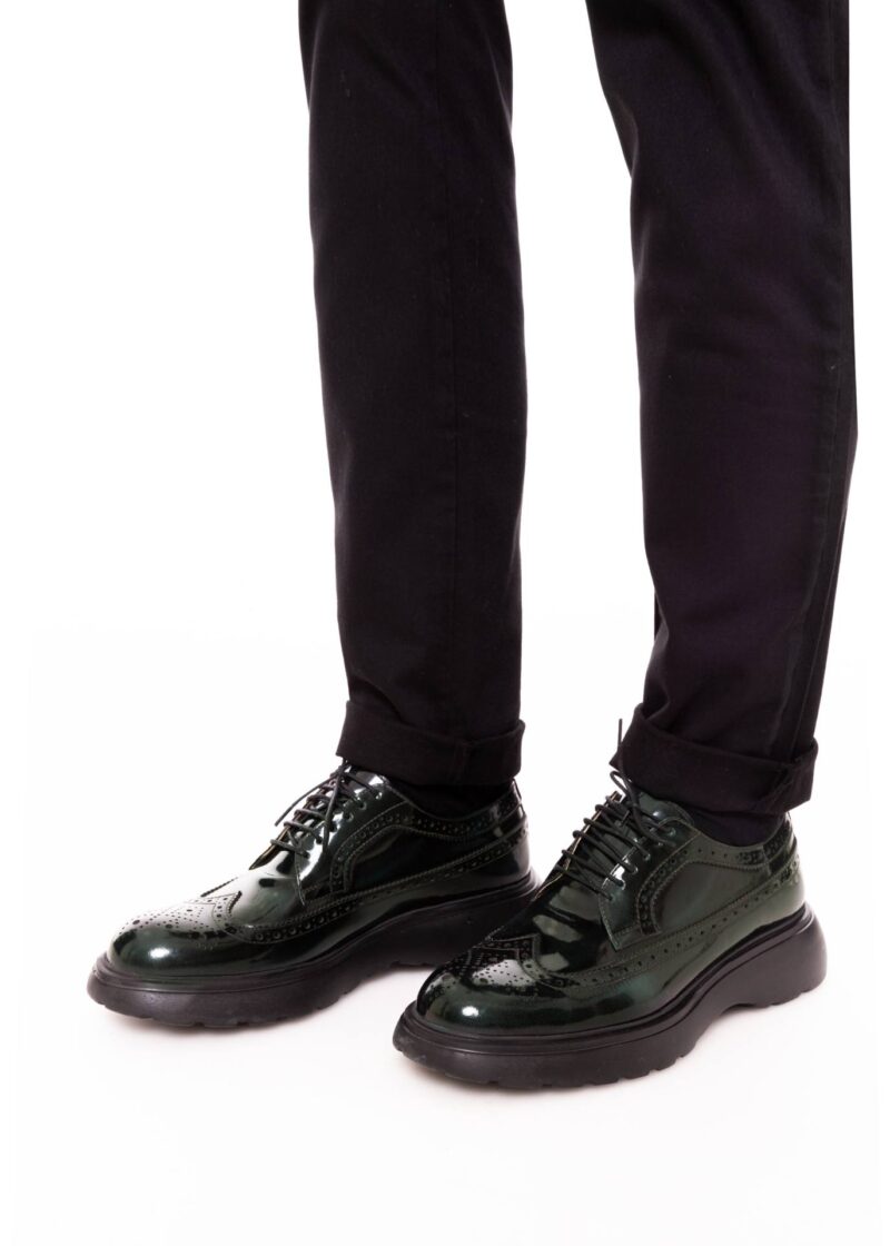 Pantofi TRENDS brogue verzi cu talpă masivă din piele naturală - Trends By Adina Buzatu