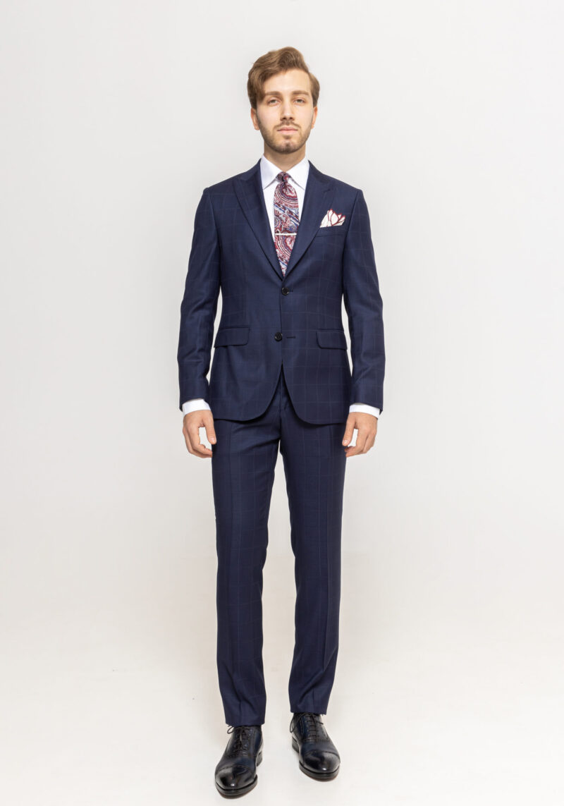 Costum TRENDS bleumarin in carouri bleumarin - Trends By Adina Buzatu